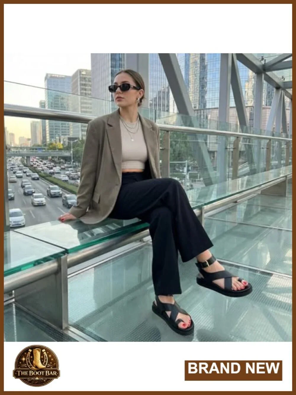 Women's Platform Sandals with Adjustable Ankle Strap and Non-Slip Outsole